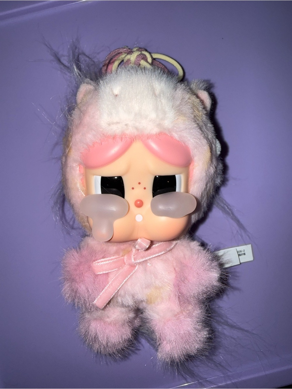 Popmart Crybaby Plush Pink Crying Doll Keychain Accessory